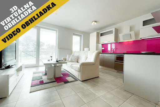 For rent fashionable 2-bedroom apartment with 2 balconies, cellar, and parking place in a garage in Bratislava, Podunajská Street